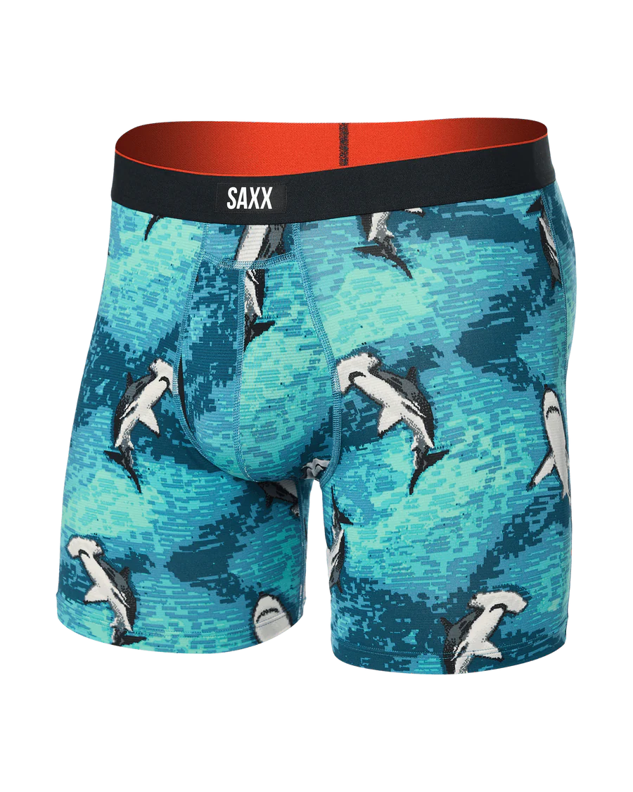 MULTI-SPORT MESH PERFORMANCE BOXER BRIEF 6" "HAMMERHEAD CAMO-AQUA"