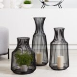 MISSION WIRE URN VASE CANDLE HOLDER – BLACK