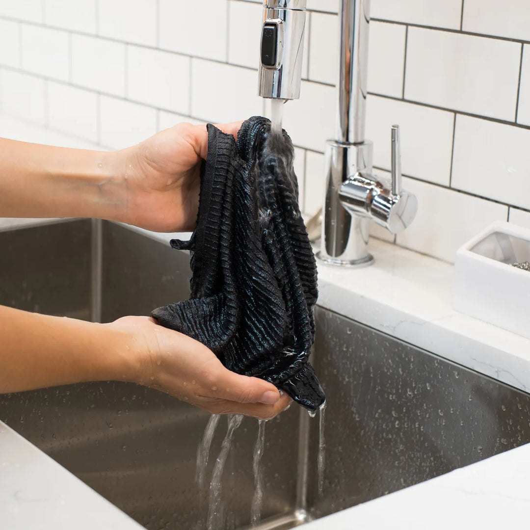 DANICA SET OF 2 RIPPLE DISHCLOTH BLACK