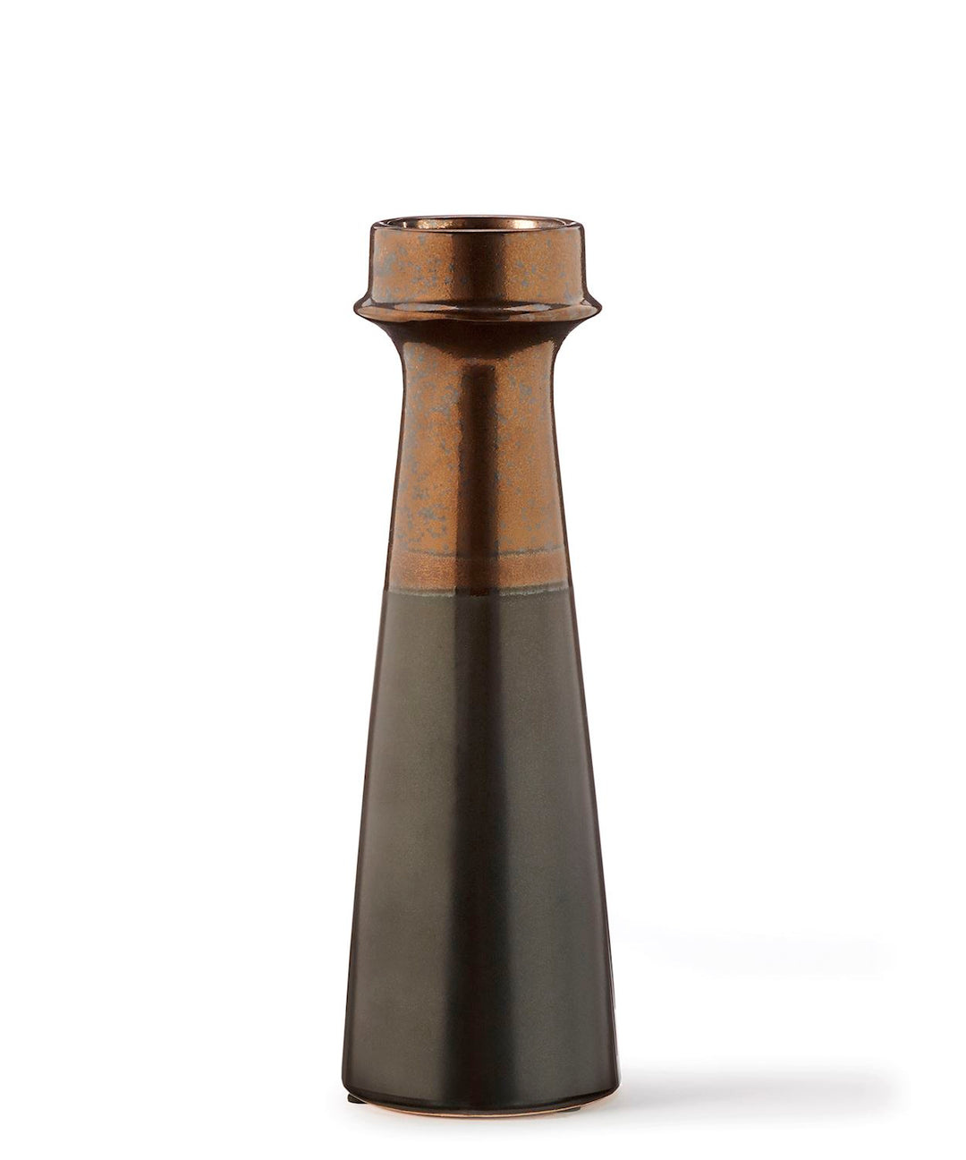 CERAMIC MEDIUM BRONZE & BLACK VASE