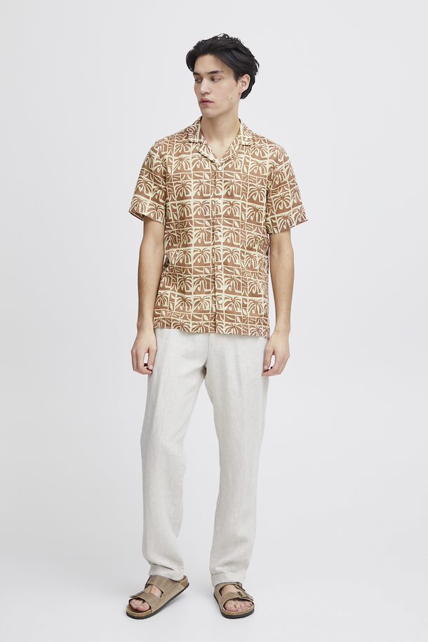 CFANTON SS AOP PALM SHIRT "Beaver Fur"