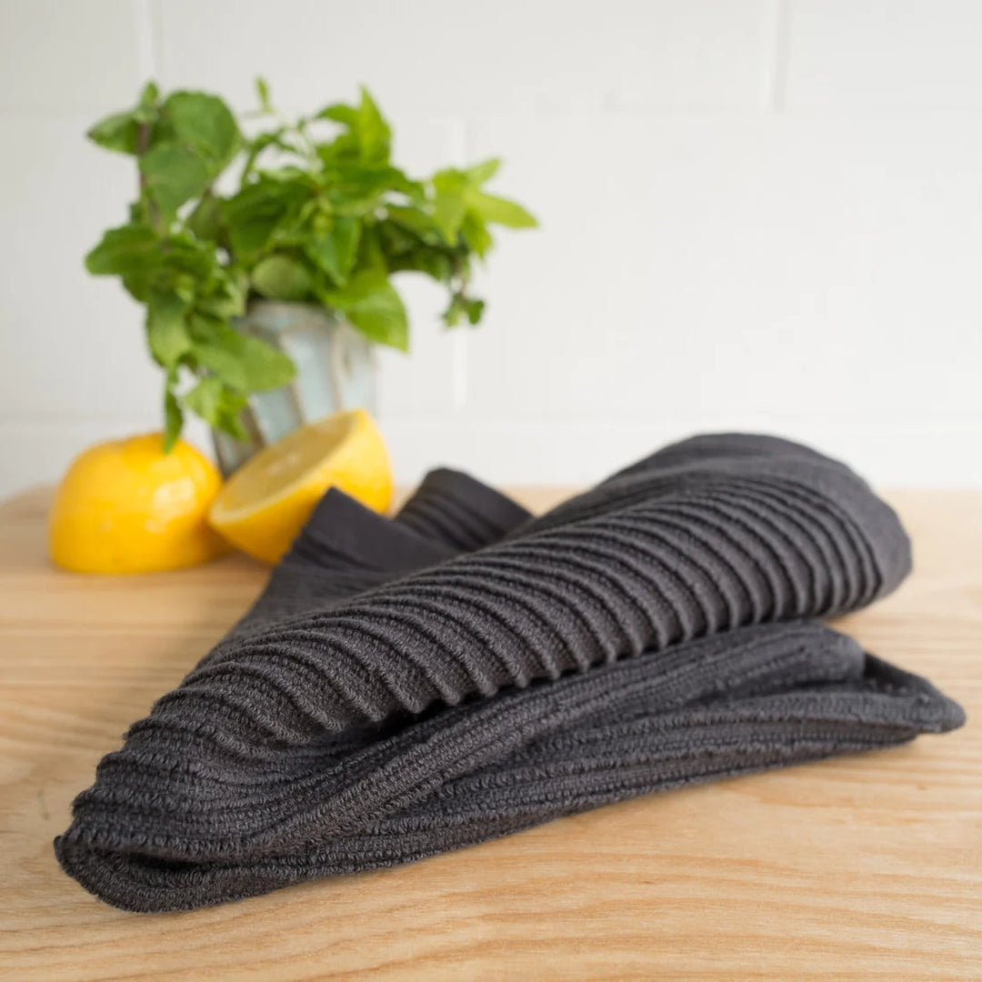 DANICA SET OF 2 RIPPLE DISHCLOTH BLACK