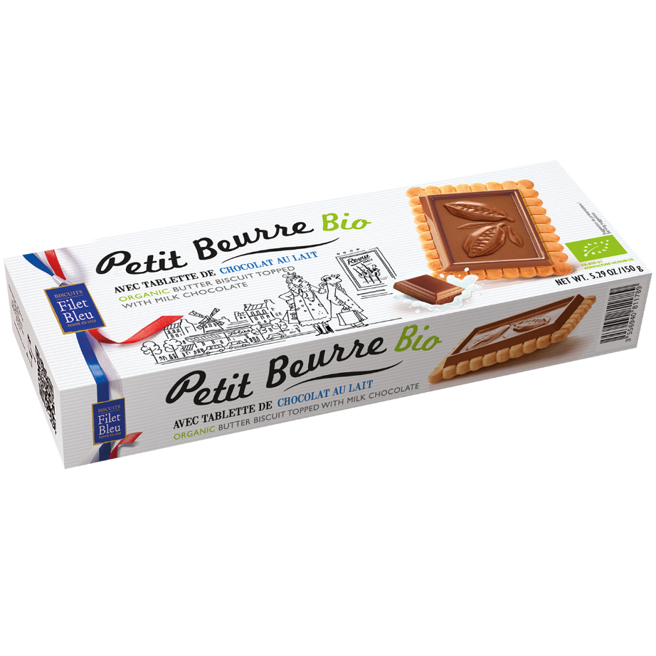 Biscuiterie Filet-Bleu Organic Milk Chocolate Covered Butter Biscuit Cookies