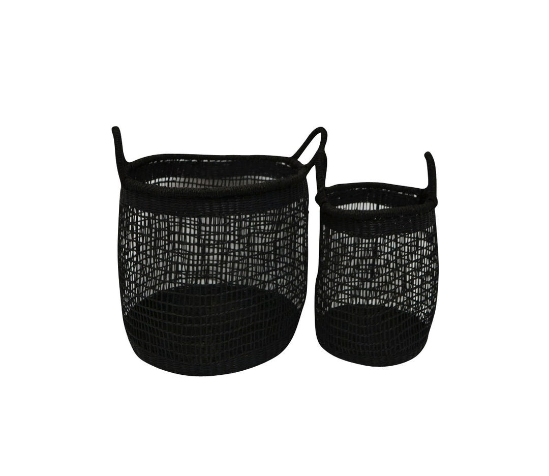 S/2 RATTAN BASKETS - BLACK MESH