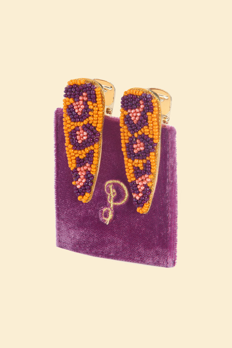 POWDER LEOPARD BRIGHT BEADED HAIRCLIPS - LEOPARD BRIGHT