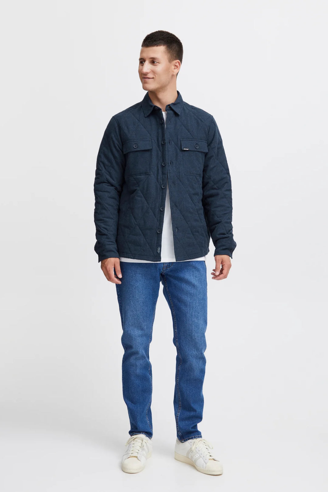 NAVY QUILTED SHACKET
