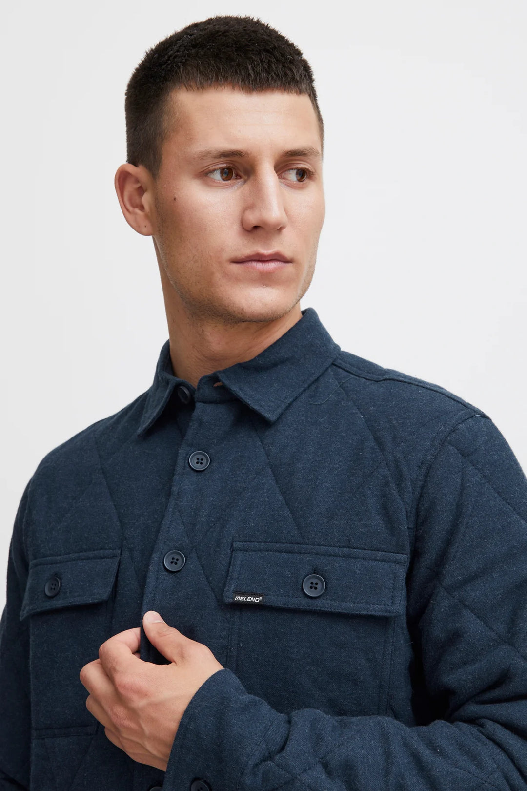 NAVY QUILTED SHACKET