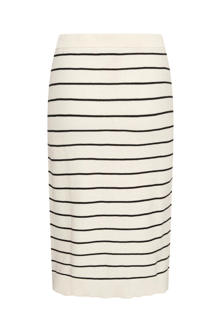 CREAM Sillar Knit Skirt - Eggnog Black Stripe