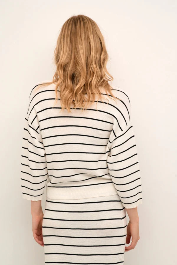 CREAM Sillar Knit Skirt - Eggnog Black Stripe
