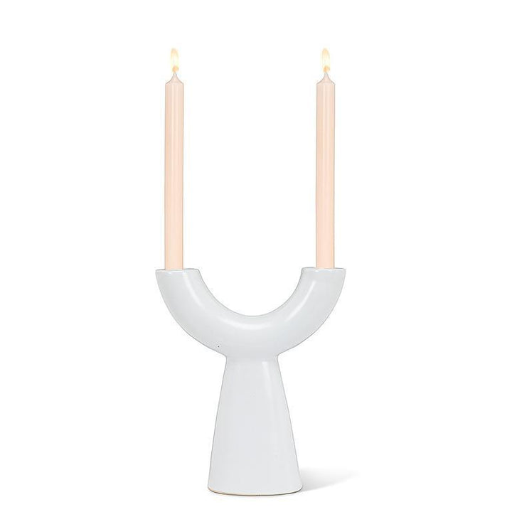 DOUBLE TAPER HOLDER - WHITE