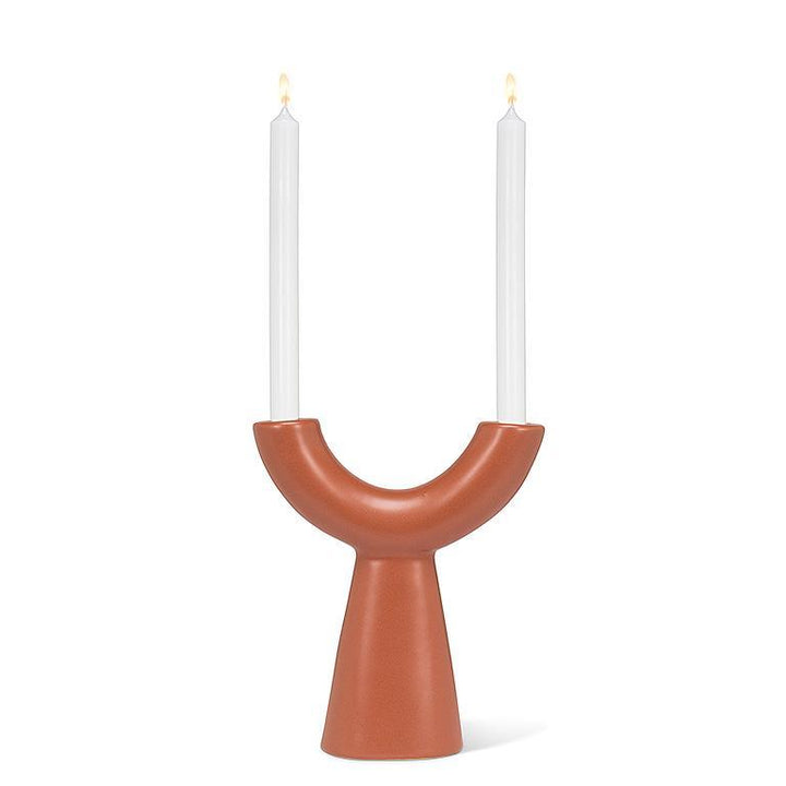 DOUBLE TAPER HOLDER - TERRACOTTA