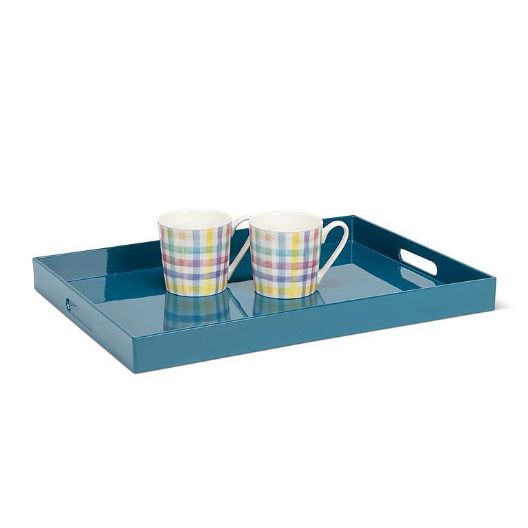 GLOSSY RECTANGULAR TRAY - TEAL 14X19''L