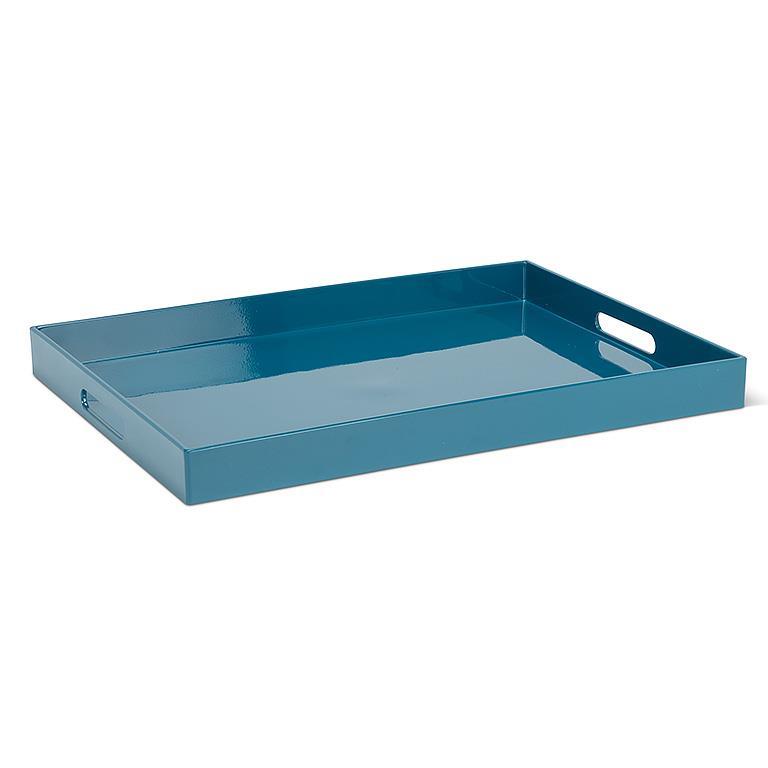GLOSSY RECTANGULAR TRAY - TEAL 14X19''L