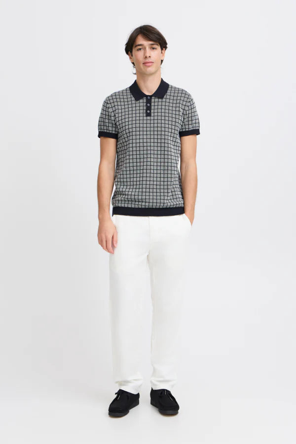 CFWALTER SS GEOMETRIC KNIT POLO "DARK NAVY"