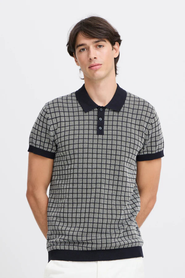 CFWALTER SS GEOMETRIC KNIT POLO "DARK NAVY"