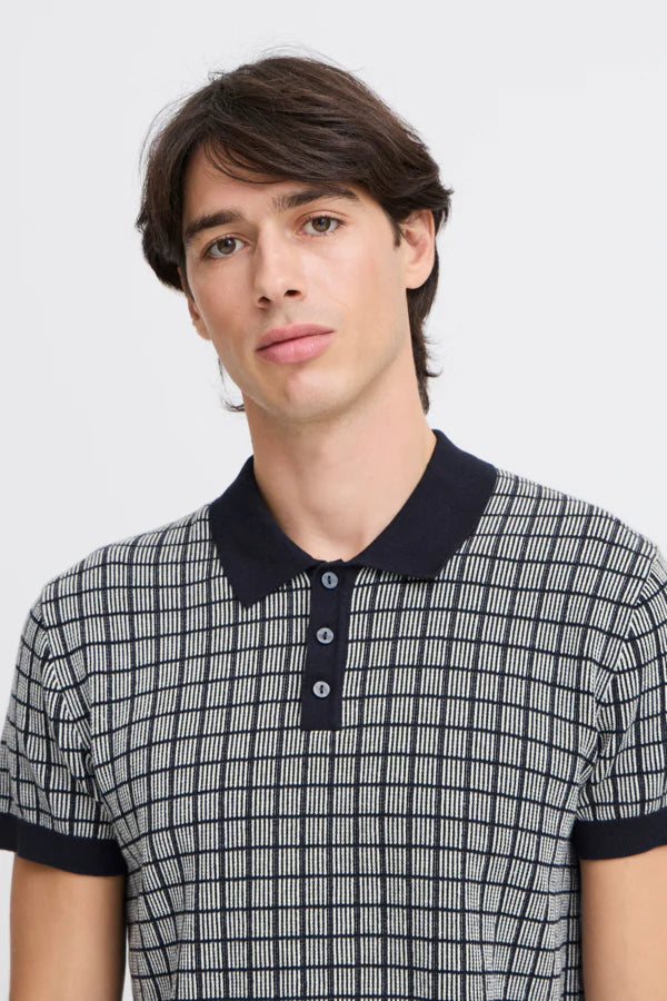 CFWALTER SS GEOMETRIC KNIT POLO "DARK NAVY"