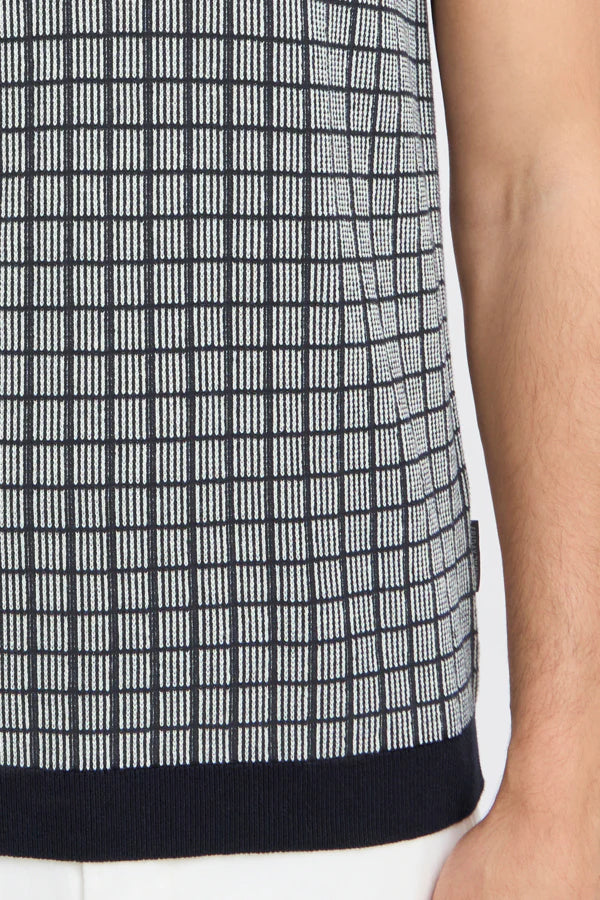 CFWALTER SS GEOMETRIC KNIT POLO "DARK NAVY"
