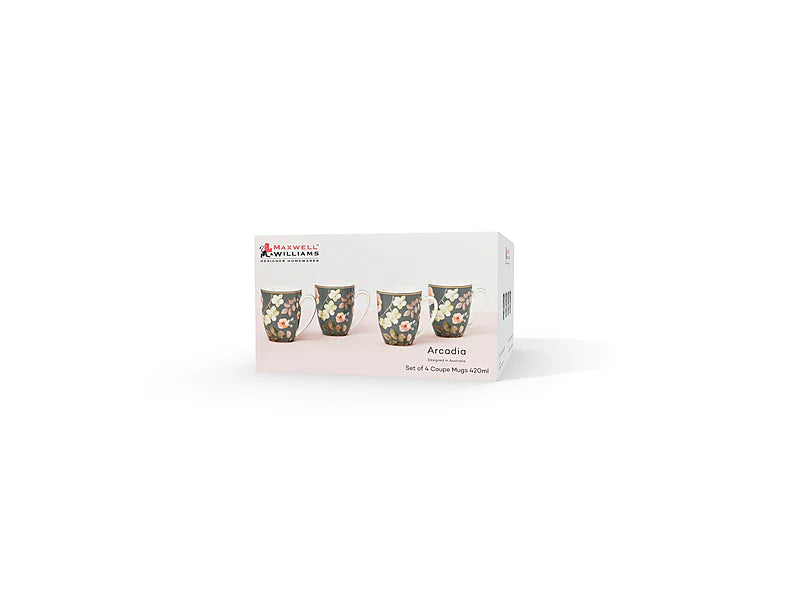 Maxwell & Williams Arcadia Coupe Green Mug 420ml Set of 4
