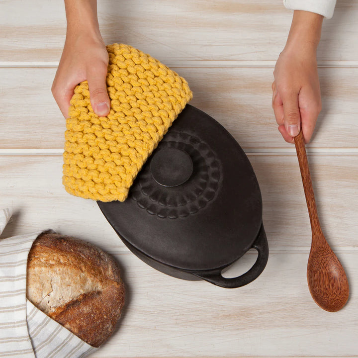 DANICA KNIT POT HOLDER OCHRE