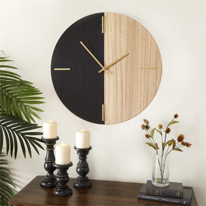 Wall Clock Natural/Black Wood