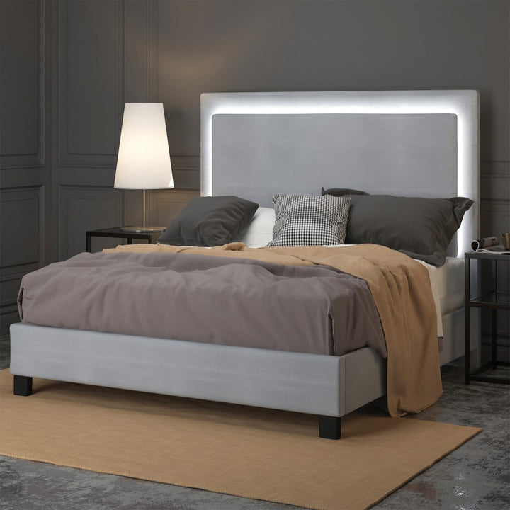 Worldwide Lumina Queen Platform Bed with Light in Grey