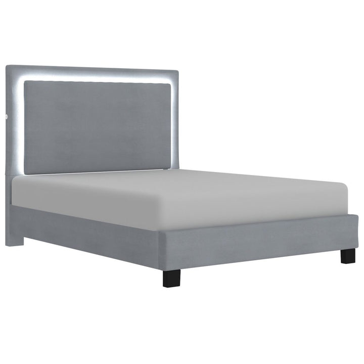 Worldwide Lumina Queen Platform Bed with Light in Grey