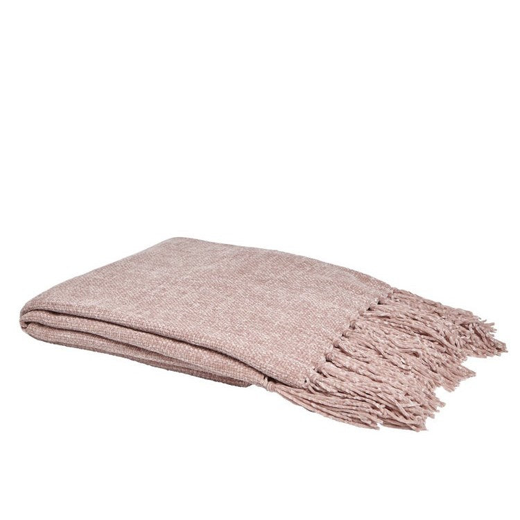 Chenille Tassel Throw Blush
