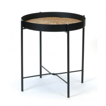 METAL & BANANA LEAF SIDE TABLE