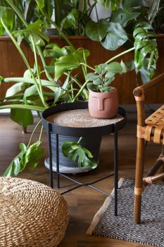 METAL & BANANA LEAF SIDE TABLE