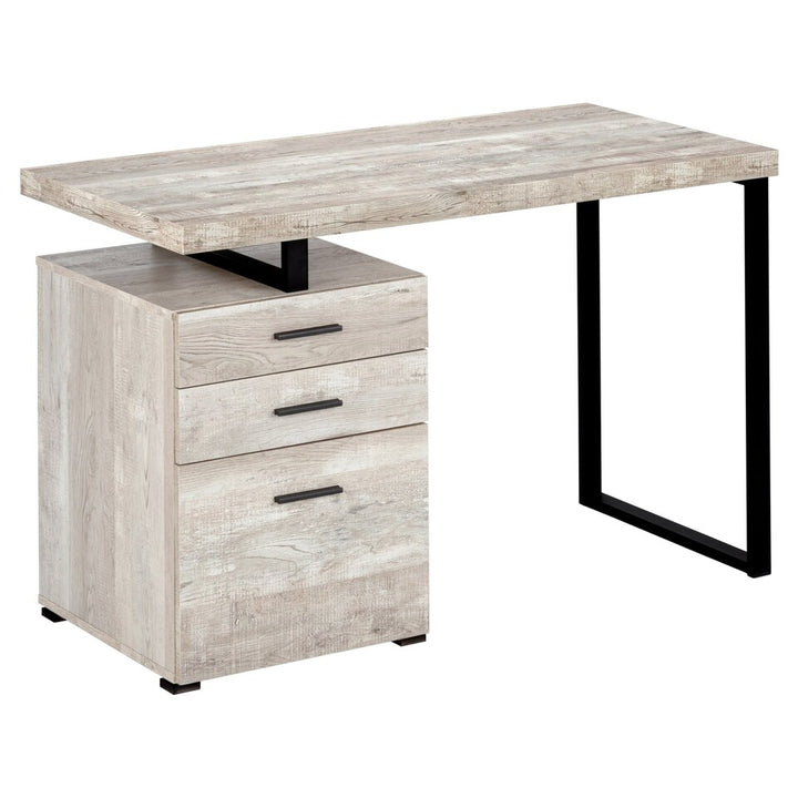 Monarch BUREAU DE TRAVAIL EN FAUX BOIS TAUPE AVEC PIEDS EN MÉTAL NOIR
