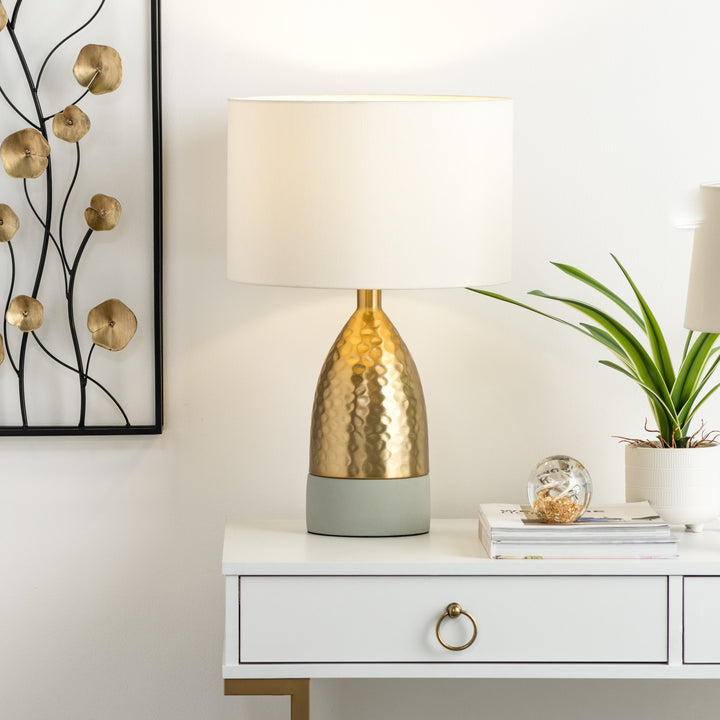 Loris Conical Brass/Cement Table Lamp