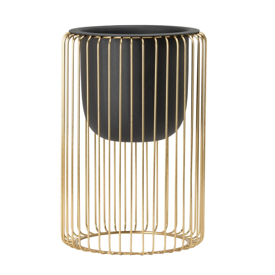 Plaza 12"H Gold Wire Cylinder 6D" Drop Pot