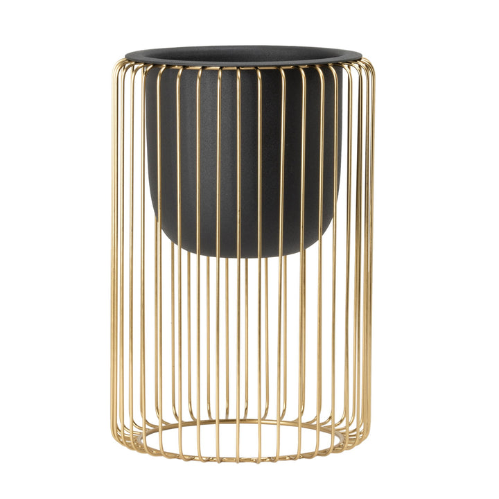 Plaza 12"H Gold Wire Cylinder 6D" Drop Pot