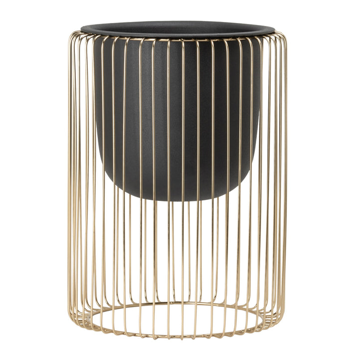 Plaza 14"H Gold Wire Cylinder 8D" Drop Pot Planter