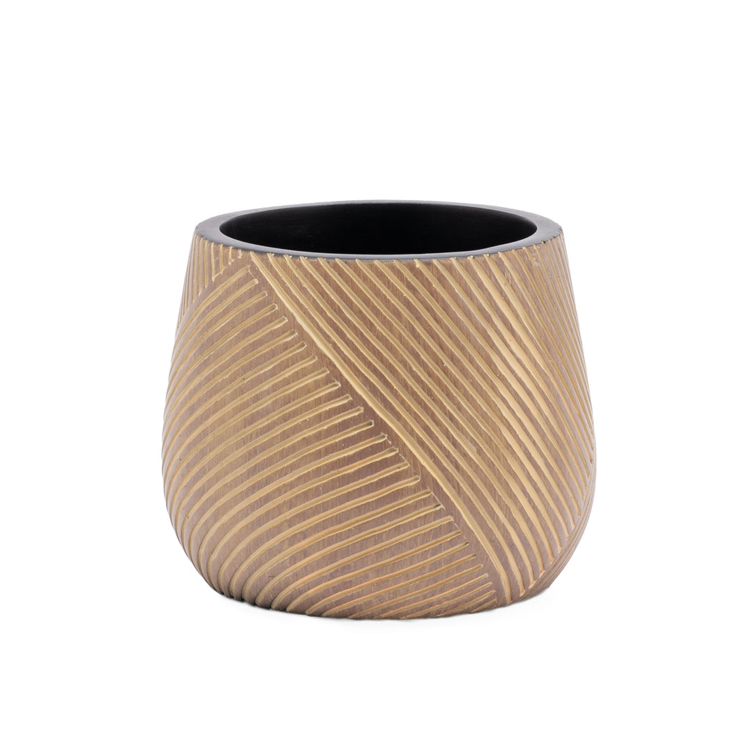 Meridian Carved Line Resin Drop Pot Planter