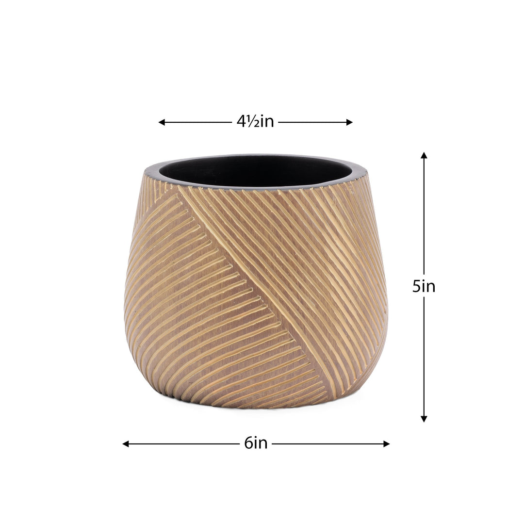Meridian Carved Line Resin Drop Pot Planter