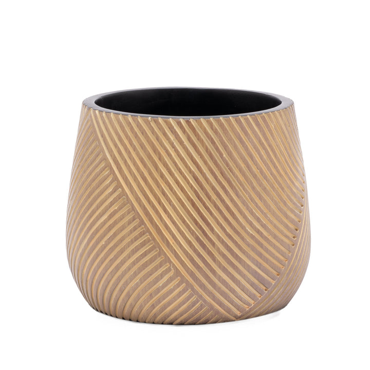 Meridian Carved Line Resin Drop Pot Planter
