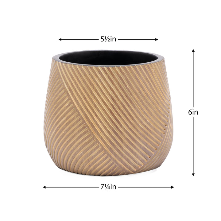 Meridian Carved Line Resin Drop Pot Planter