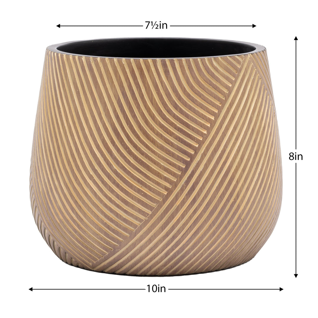 Meridian Carved Line Resin Drop Pot Planter