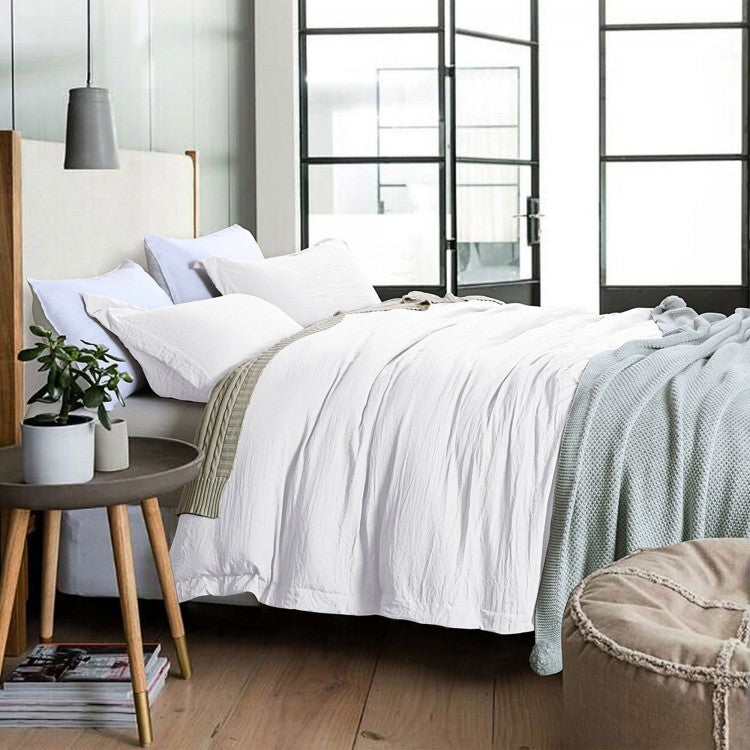Ensemble de housses de couette 3-pc White Queen en Bambou délavé