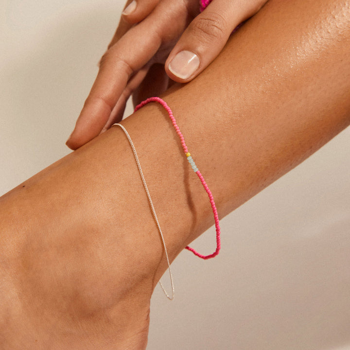Pilgrim Paloma Ankle Chains 2-In-1 Set Pink Silver Plated