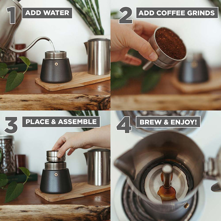 GROSCHE MILANO Stainless Steel Stovetop Espresso Maker 6 Cups