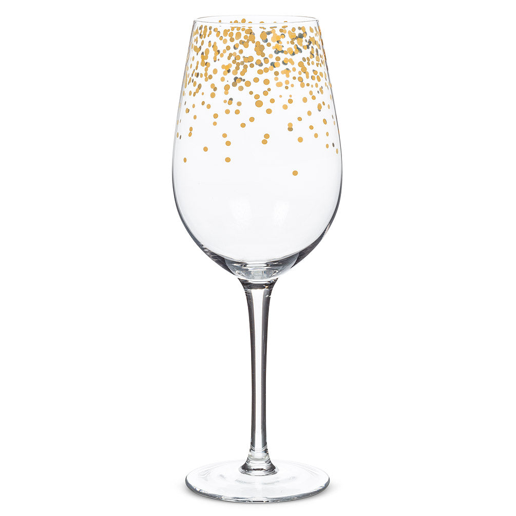 Gold Confetti White Wine Glass