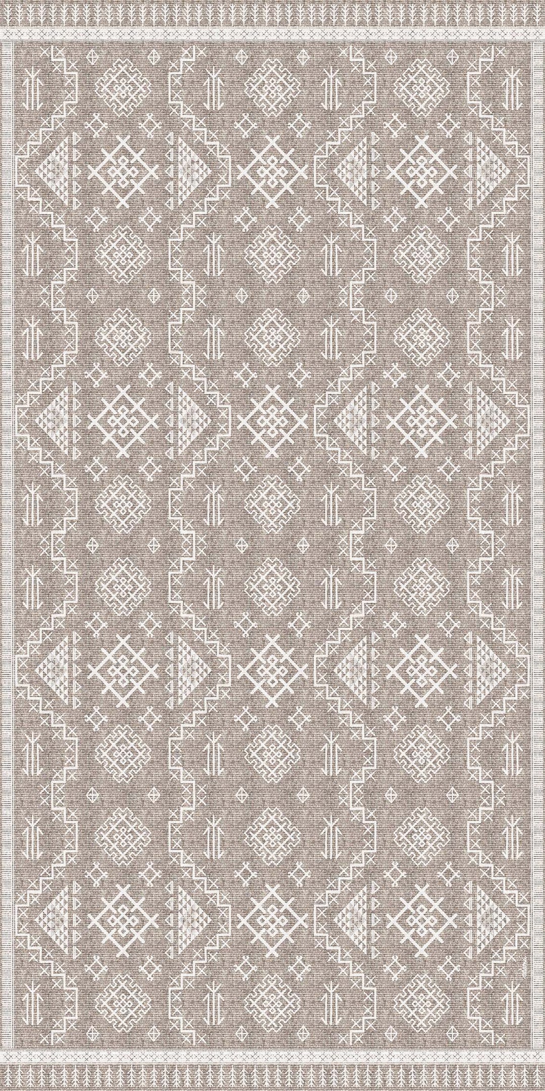 Adama Alma Aztec White Vinyl Rug 120x180cm