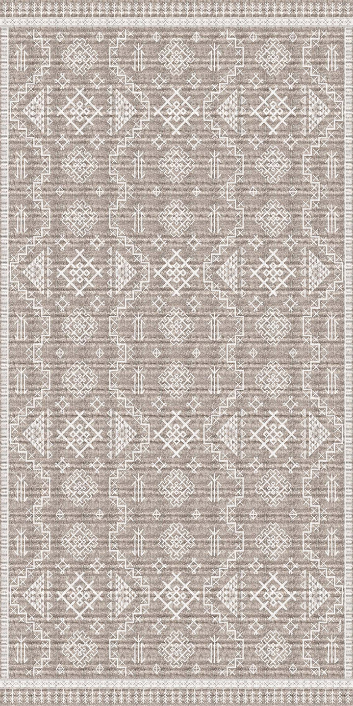 Adama Alma Aztec White Vinyl Rug 120x180cm