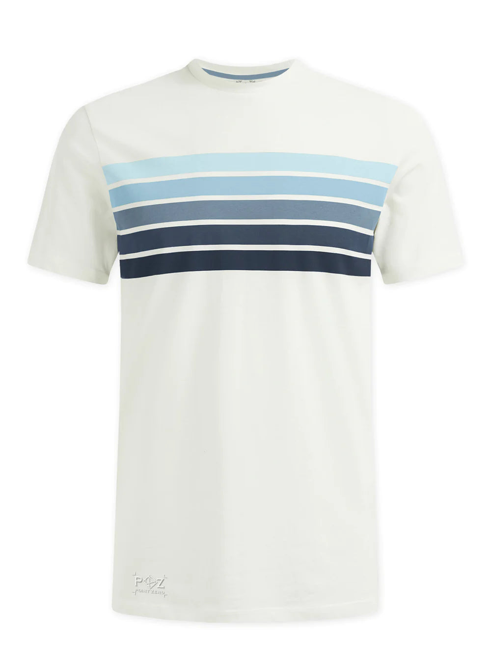 Point Zero Tary Short Sleeve Jersey Crew Neck Stripes Print T-Shirt Chambray