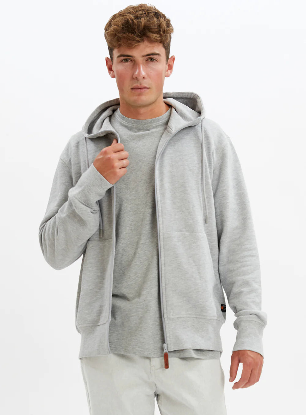 Point Zero Jimmy Unisex Zip Front French Terry Hoodie Grey