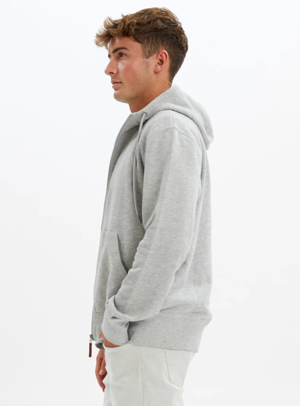 Point Zero Jimmy Unisex Zip Front French Terry Hoodie Grey