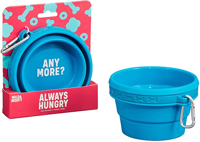 Bol à eau et à nourriture de voyage pliable en silicone durable Wild & Woofy