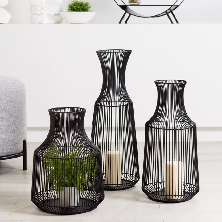 MISSION WIRE URN VASE CANDLE HOLDER – BLACK